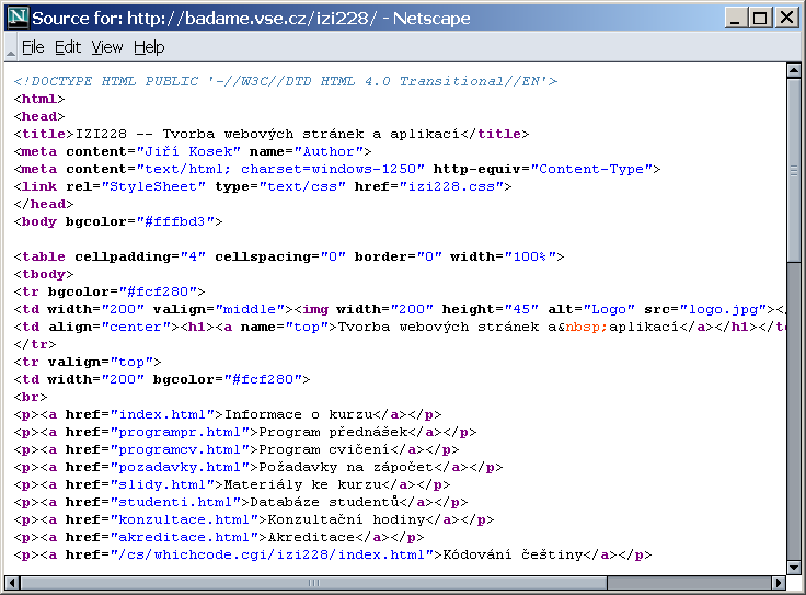 Zápis stránky v HTML